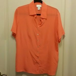 100% Silk Salmon Blouse