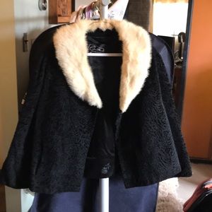 Ex large vintage shearling with mink collar