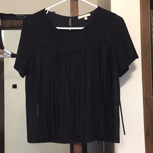 Suede fringe top