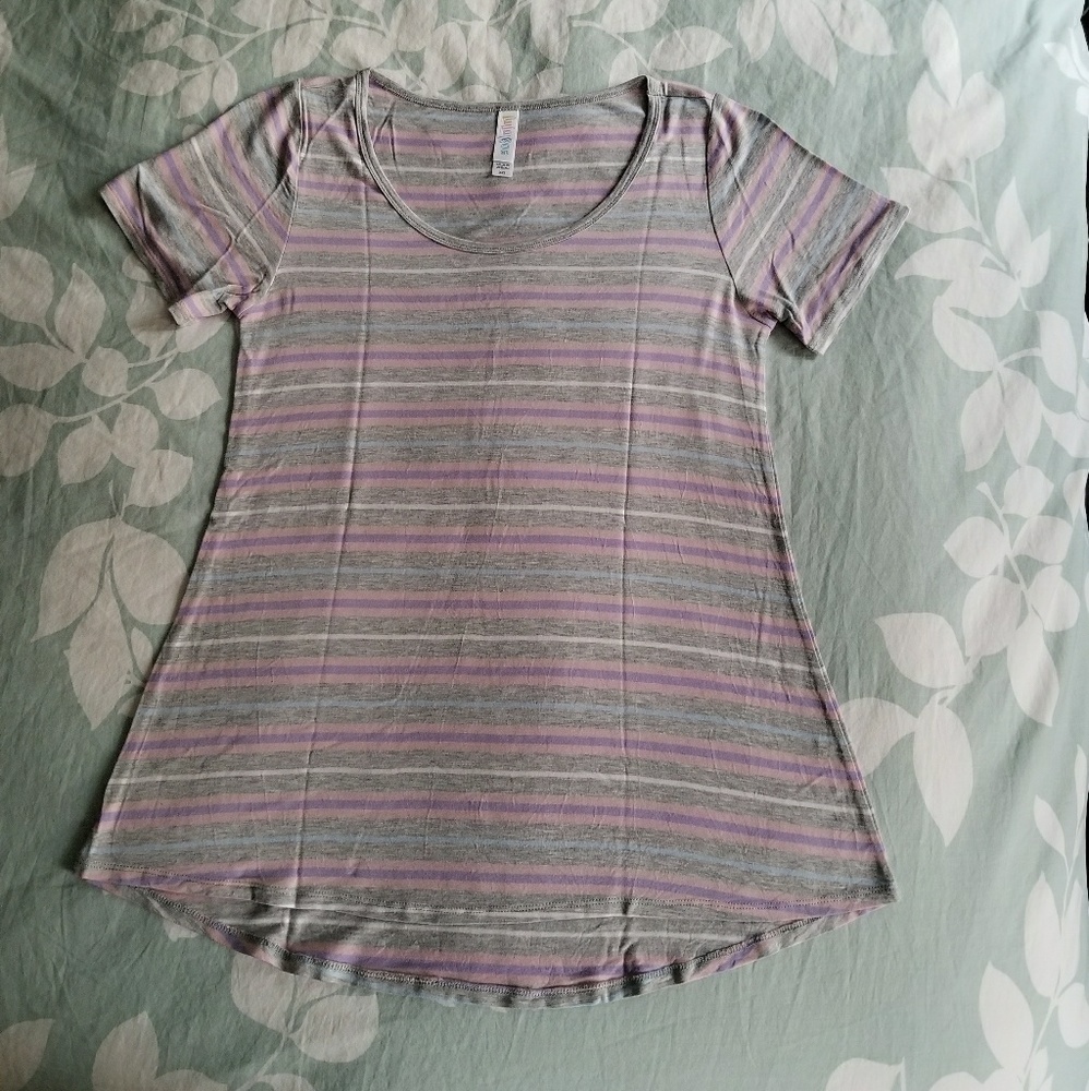 LuLaRoe Lavender Striped Classic T-shirt