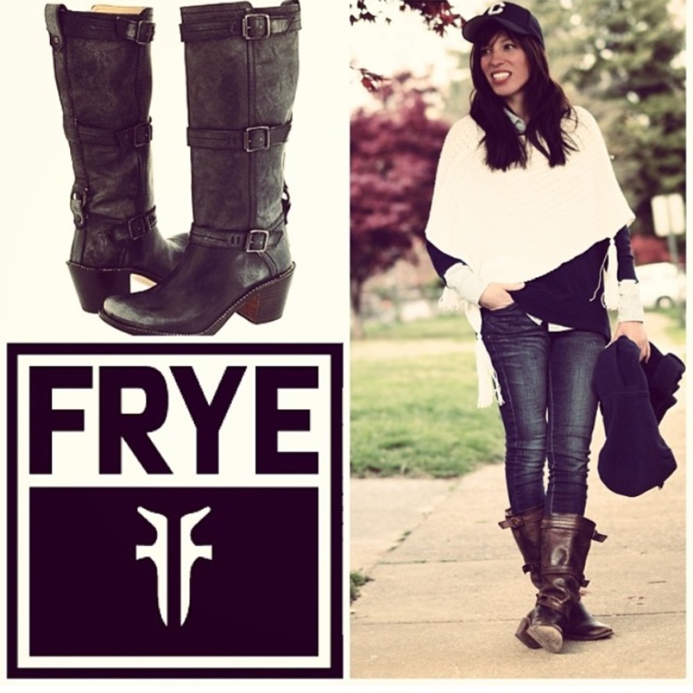 New Frye Carmen 3 strap boot black Sz 6