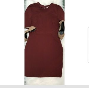 H&M Burgundy Midi Dress