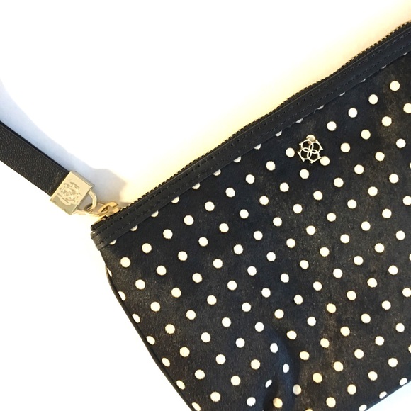 Ann Taylor polka dot haircalf wristlet - Picture 2 of 7