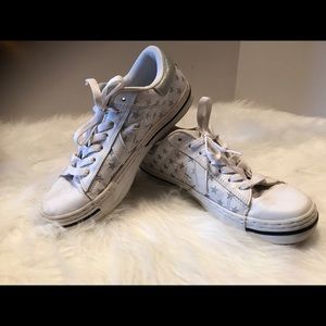 White & Silver leather converse, Women's sz. 9