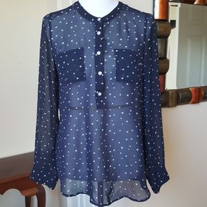 Long sleeve sheer tunic top
