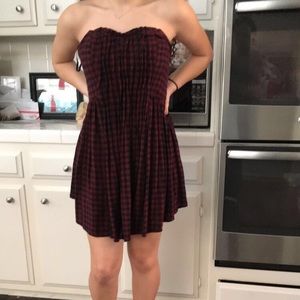 Urban outfitters plaid strapless dress