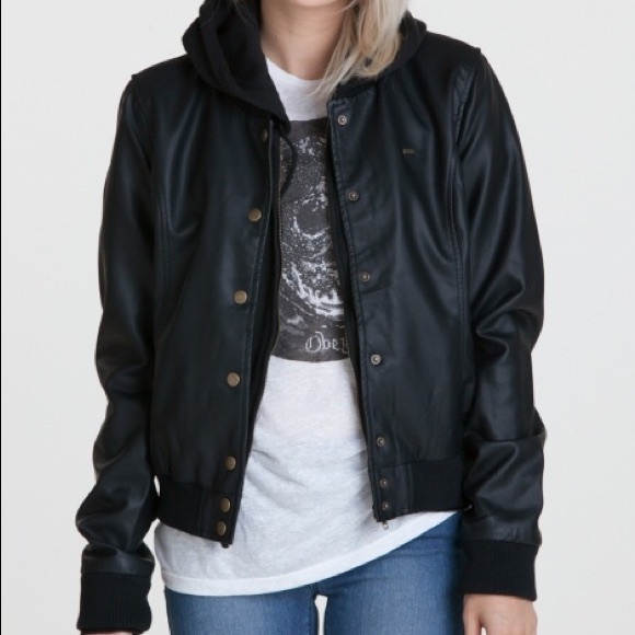 obey varsity leather jacket
