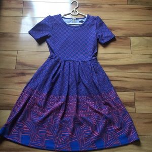 Beautiful Blue and Coral dress with Pockets!!!