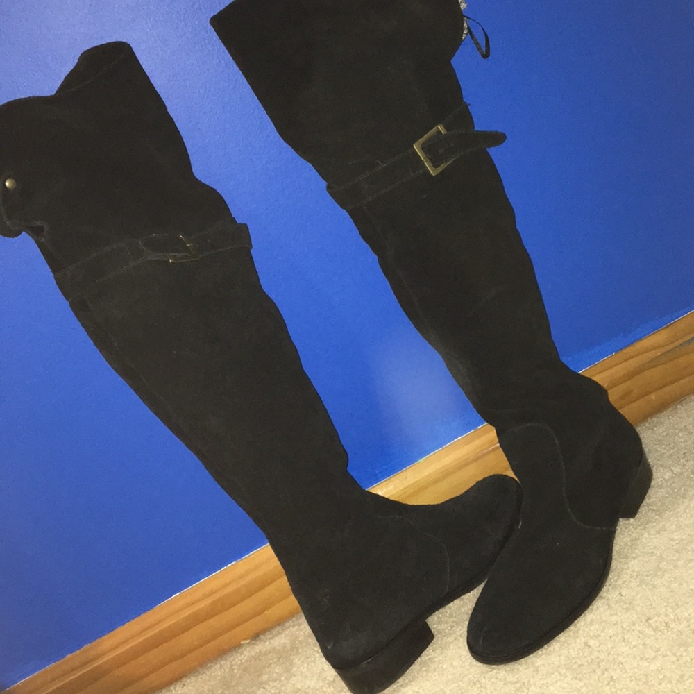 Matisse black suede leather over the knee boots