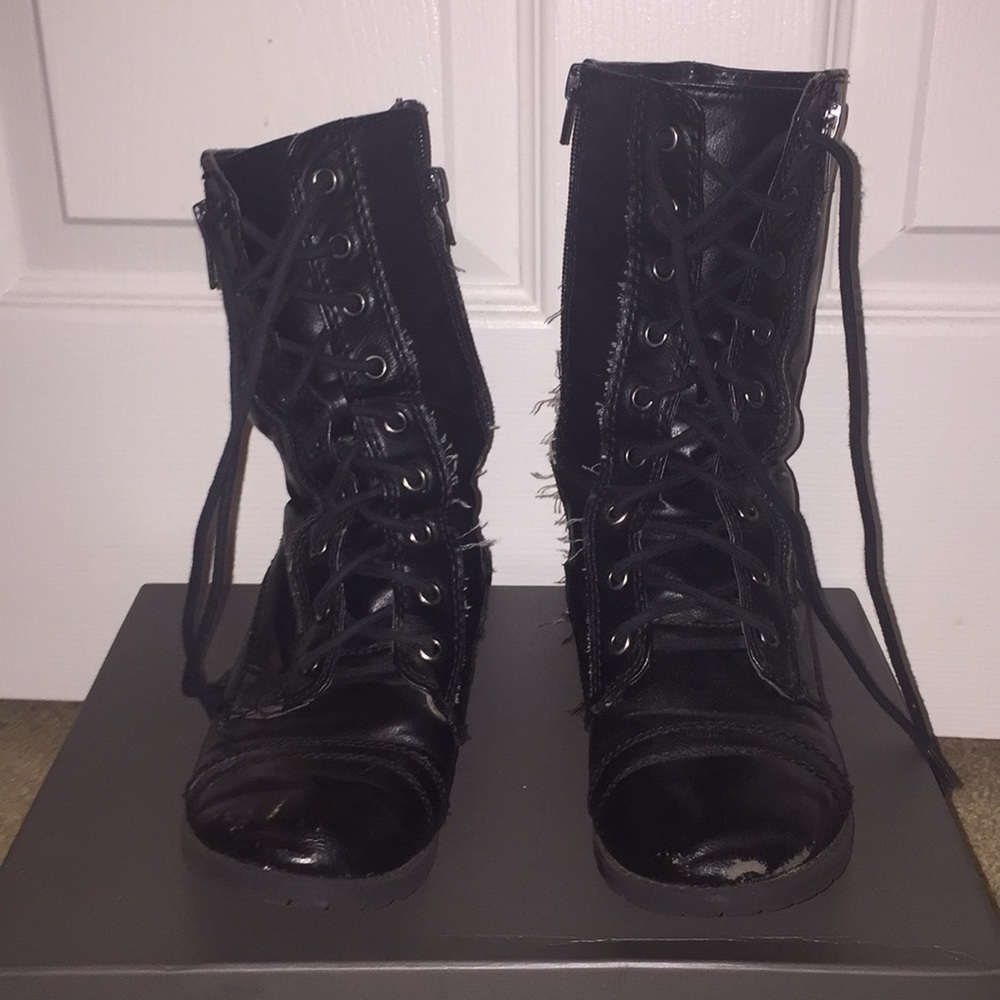 Black lace up combat boots