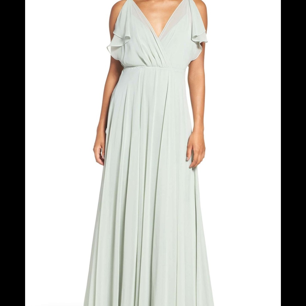 Jenny Yoo Cassie Flutter Sleeve in Morning Mist