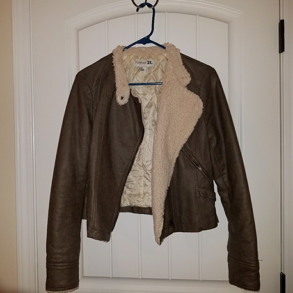 Lined faux leather jacket