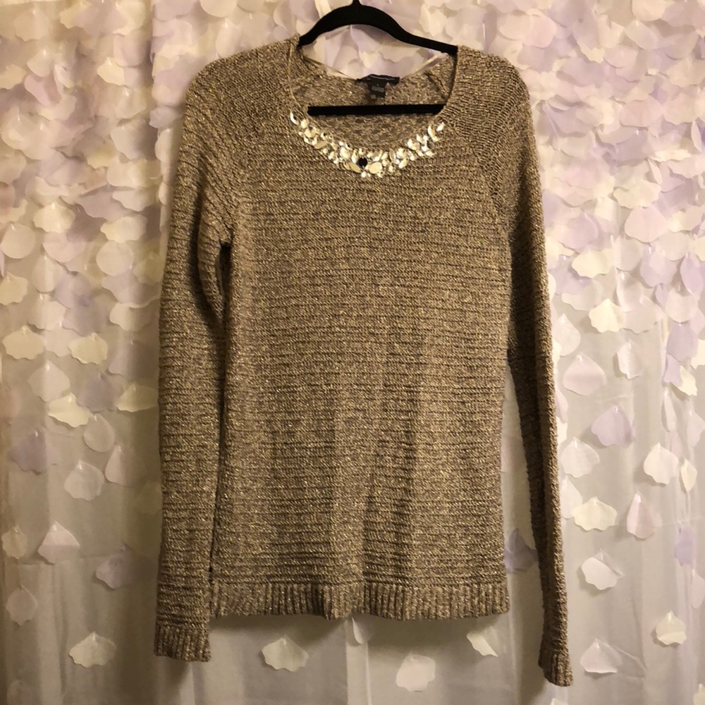 Silver Knit INC Sparkly Sweater Sz Large