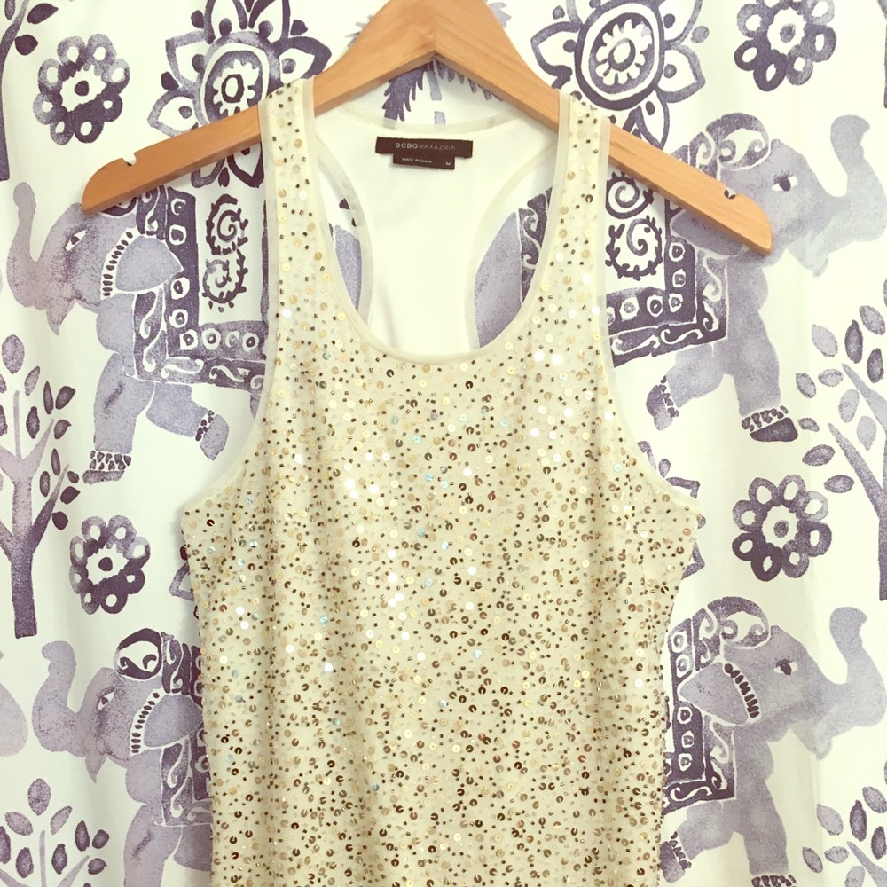 BCBG shimmer top