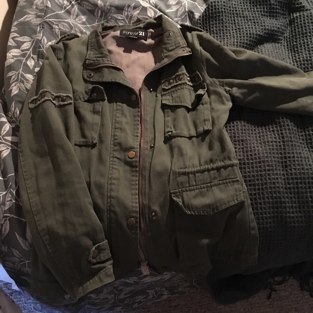 Green army-style jacket