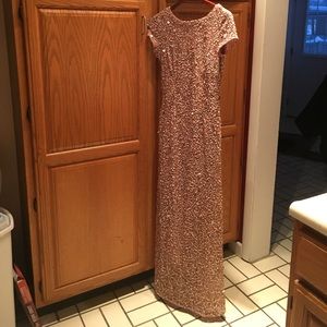 Adriana Papell sequin long dress.