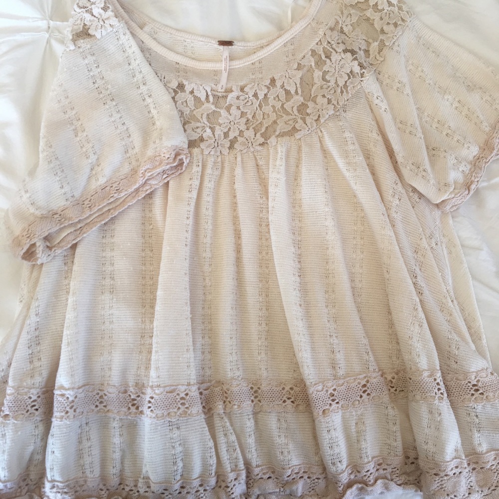 Free People Crochet & Lace Shirt
