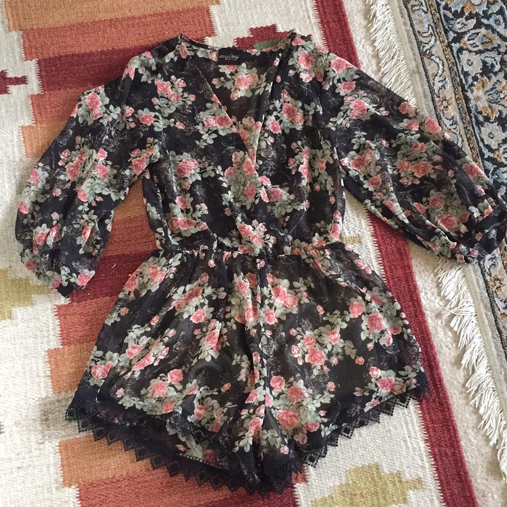 Audrey 3+1 sheer lace romper