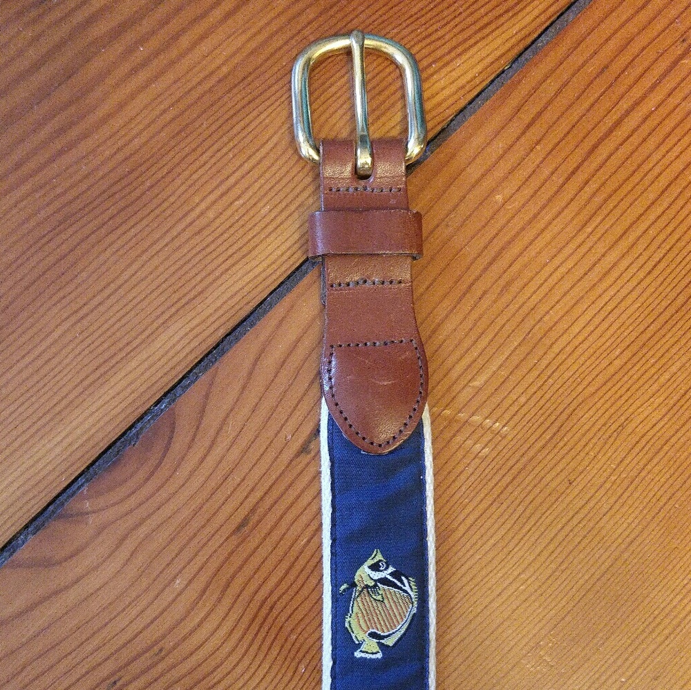 VINTAGE Fish fabric and leather belt
