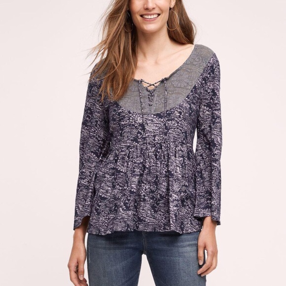 Anthropologie Akemi + Kin Marcella Peasant Top L