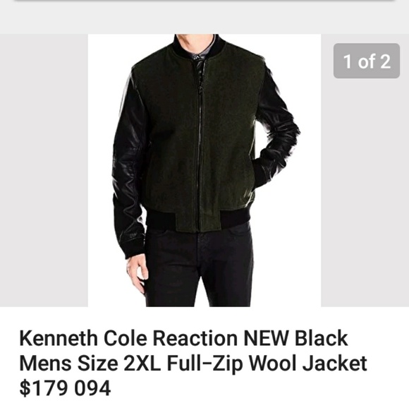 NWT Kenneth Cole WOOL & 'leather' COAT - Picture 4 of 14