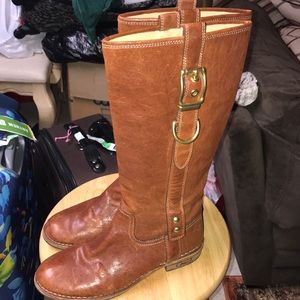 Coach Dark tan leather boots