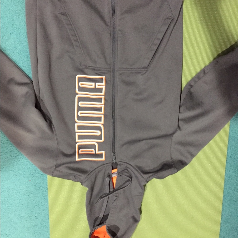 Puma orange grey zip up hoodie