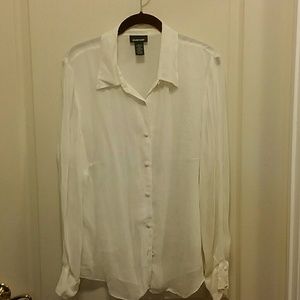 White Sheer long sleeve blouse