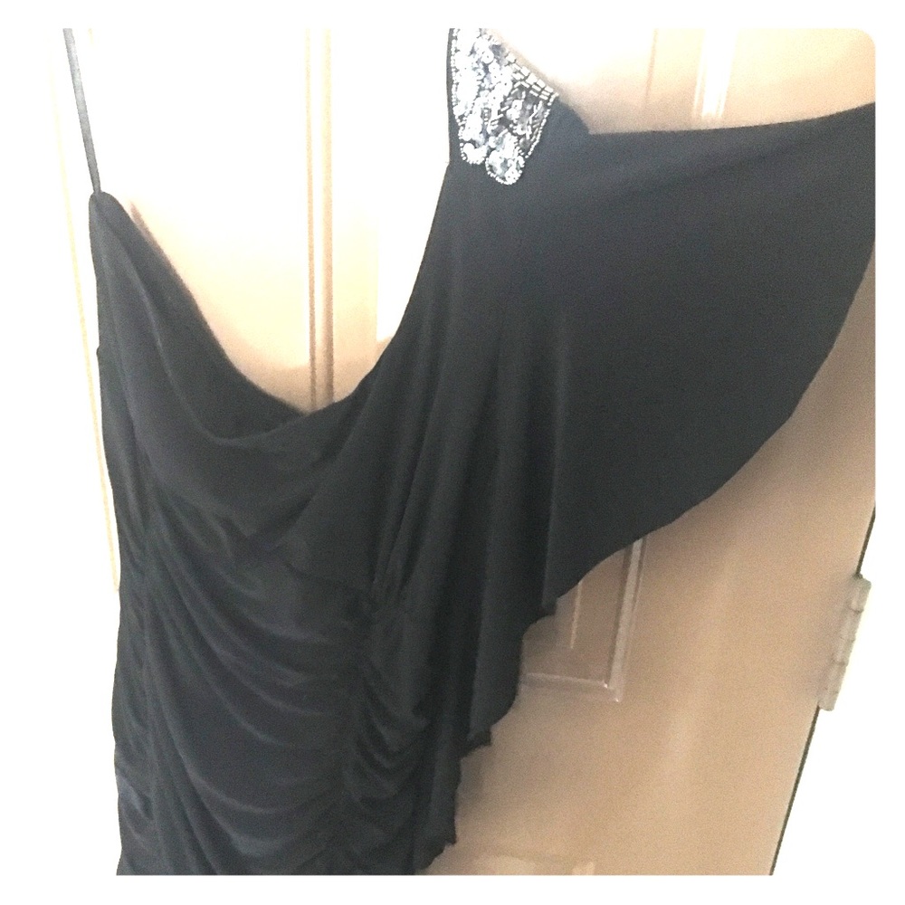 One shoulder stretch ruched dress. sequin shoulder