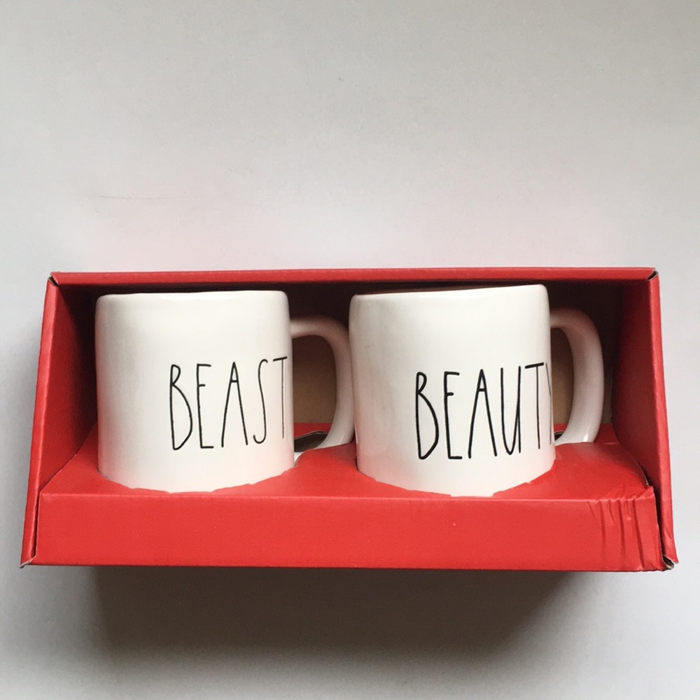 rae dunn BEAUTY & BEAST mug set
