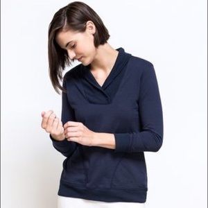 J. Crew wool cowl V neck sweater in navy