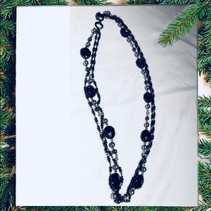 Long, layered necklace