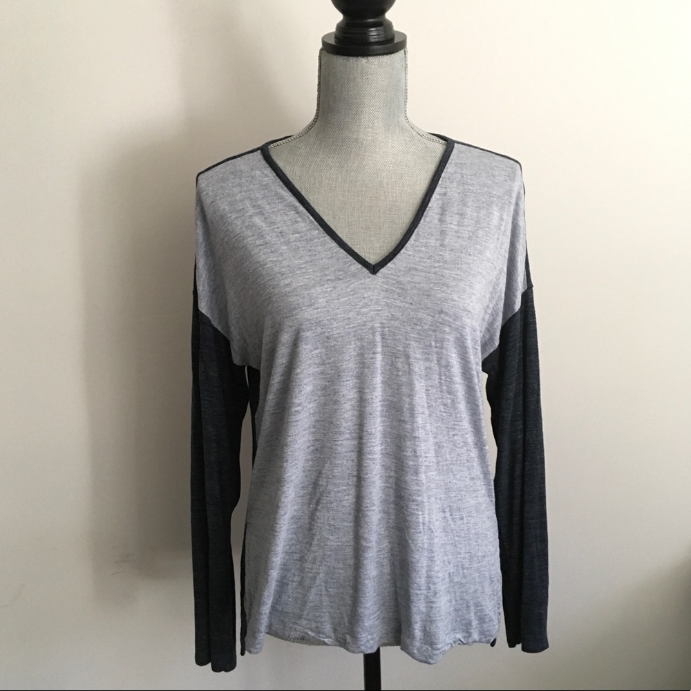 Madewell Color Block Blue Anthem V-neck Tee