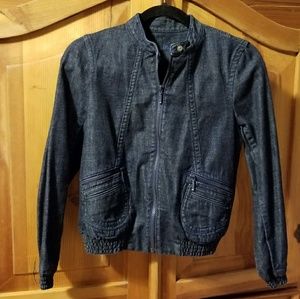 ANN TAYLOR bomber style denim jacket