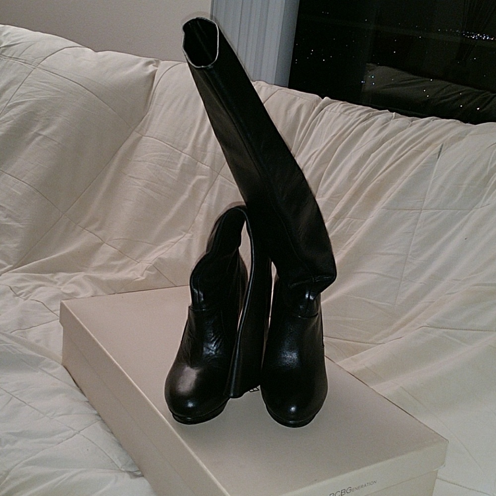 BCBG Black Leather Boots