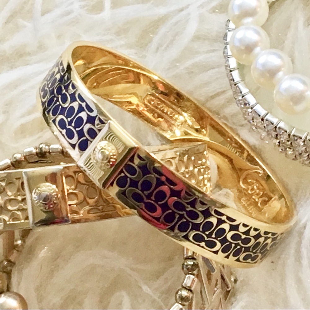 Coach ❦ Authentic Purple & Gold Signature Bangle