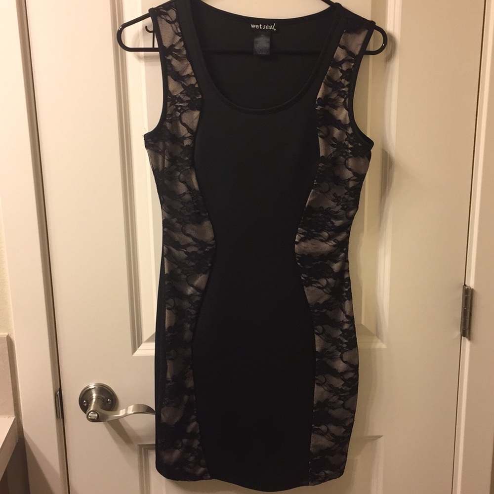 Black with nude lace dress