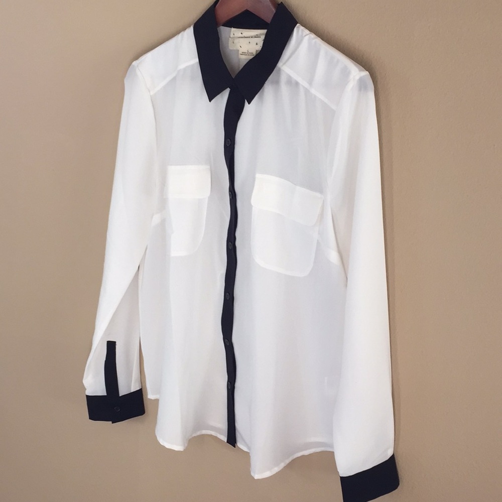 Black trimmed button up