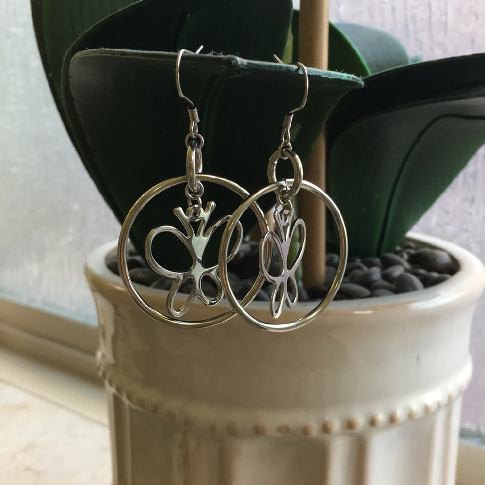 Stainless steel butterfly earrings.