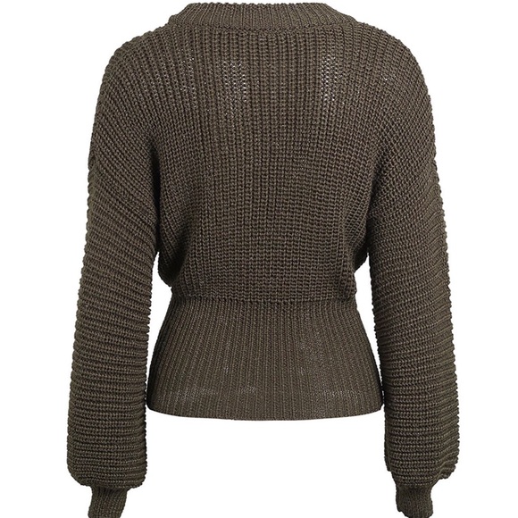 ‘Ellison’ Olive Green Corset Knit Sweater - Picture 4 of 5