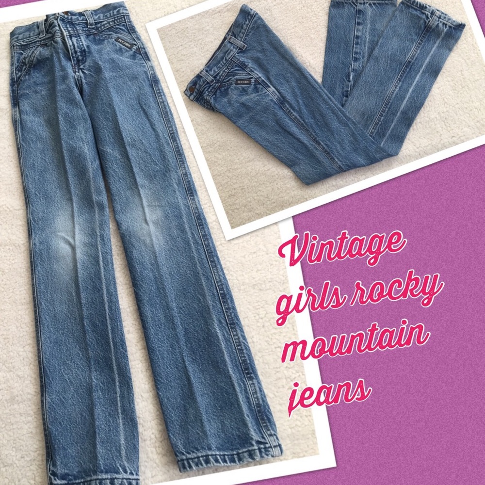 Girls Rockies Stonewash Denim Jeans Vintage