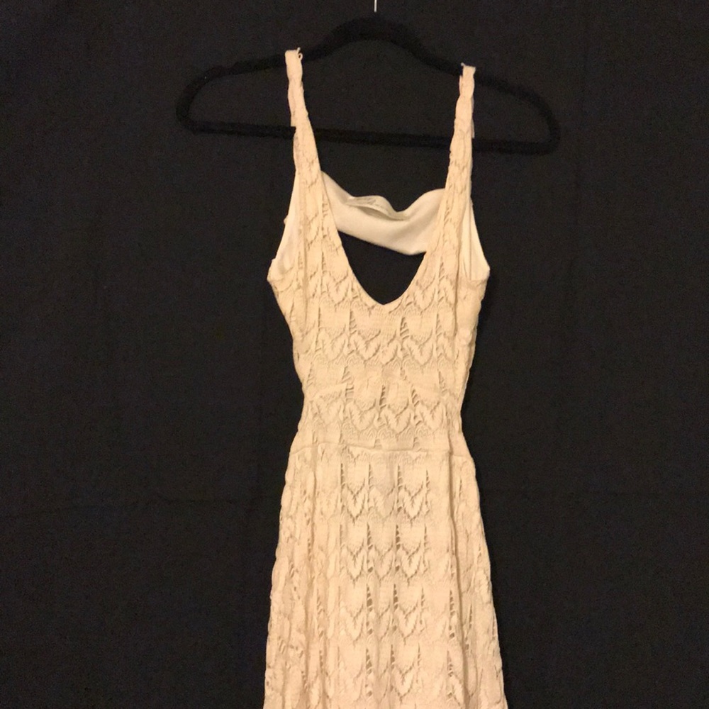 Floor length Cream Lace Dress