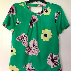Green Floral Blouse Small