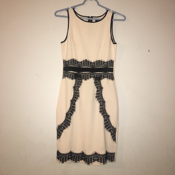 privy Dresses & Skirts - Beige with black lace cóctel bodycon dress