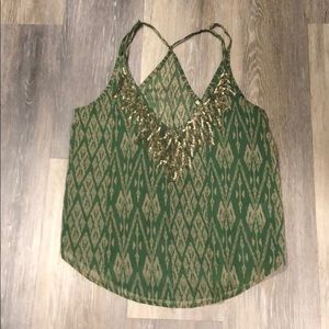 Ecoté Tribal Sequin V Neck Tank Size XS