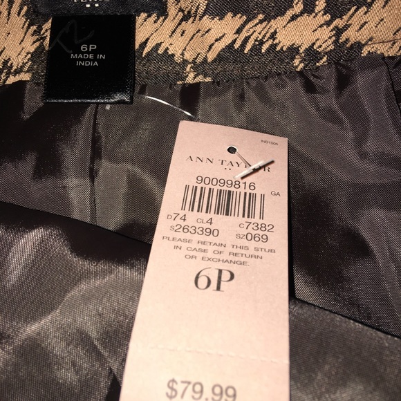 Ann Taylor Slim Skirt, Grey w/Beige Sz 6P - Picture 3 of 4