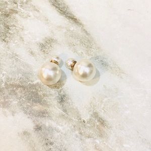 Pearl Double Side Round Ball Earrings