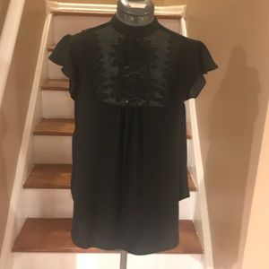 Express Lace Front Short Sleeve Top Size XS