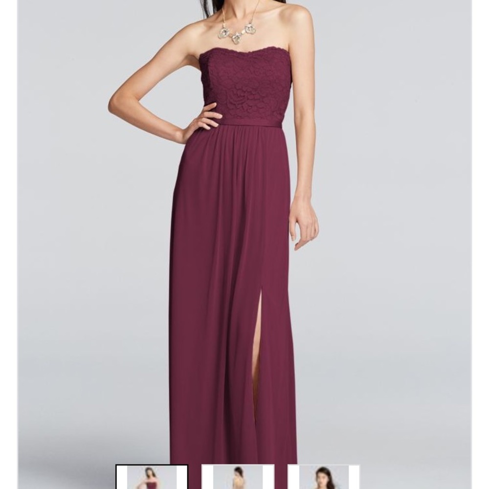 Strapless Lace David’s Bridal Bridesmaid Dress