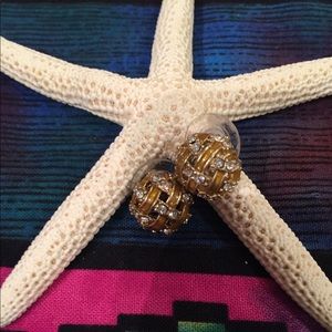 Gold Basketweave stud earrings